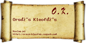 Orsós Kleofás névjegykártya